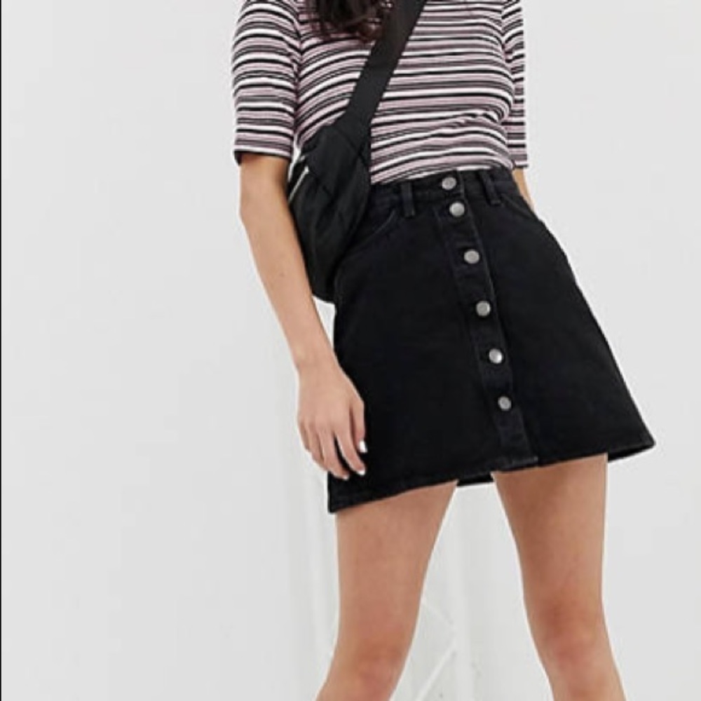 Button up a-line denim skirt